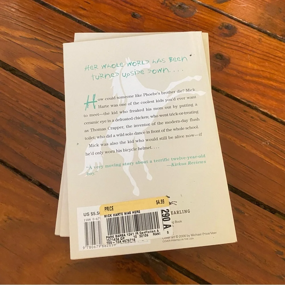 🧩 4/$20 Mick Harte Was Here by Barbara Park  Children’s Literature x 3